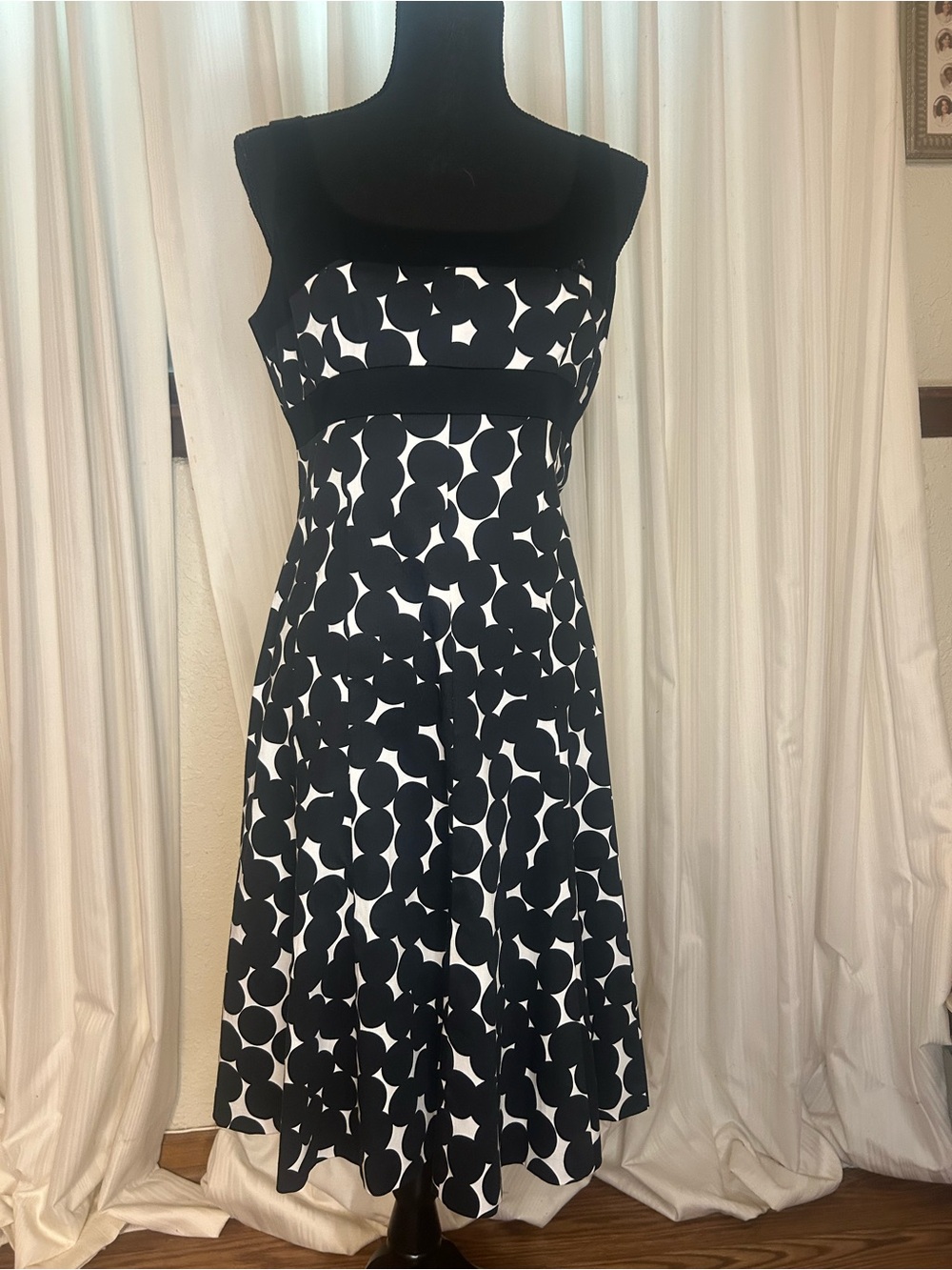 Jones Wear Black & White Polka-Print Midi Dress